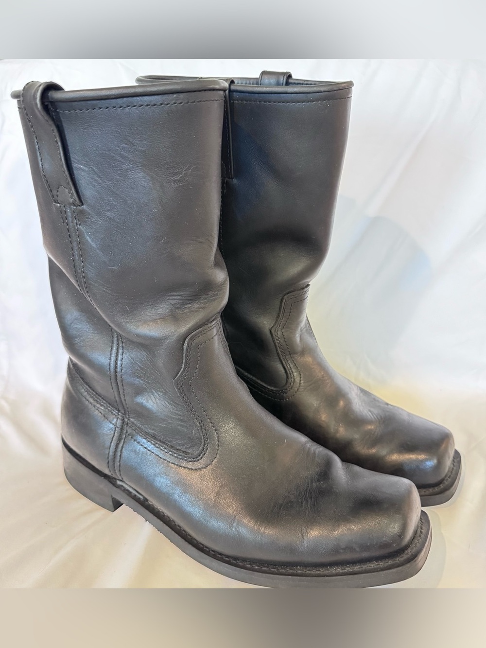 Masterson Boot Co Black Leather Neoprene Work Boots Motor Cycle Men’s Sz 12D EUC